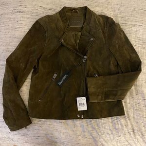 Blank NYC Olive Green Suede Leather Jacket